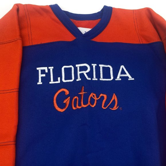 Vtg Dodger Florida Gators Sweatshirt Mens Medium Orange Blue Long Sleeve V-Neck - Picture 2 of 7